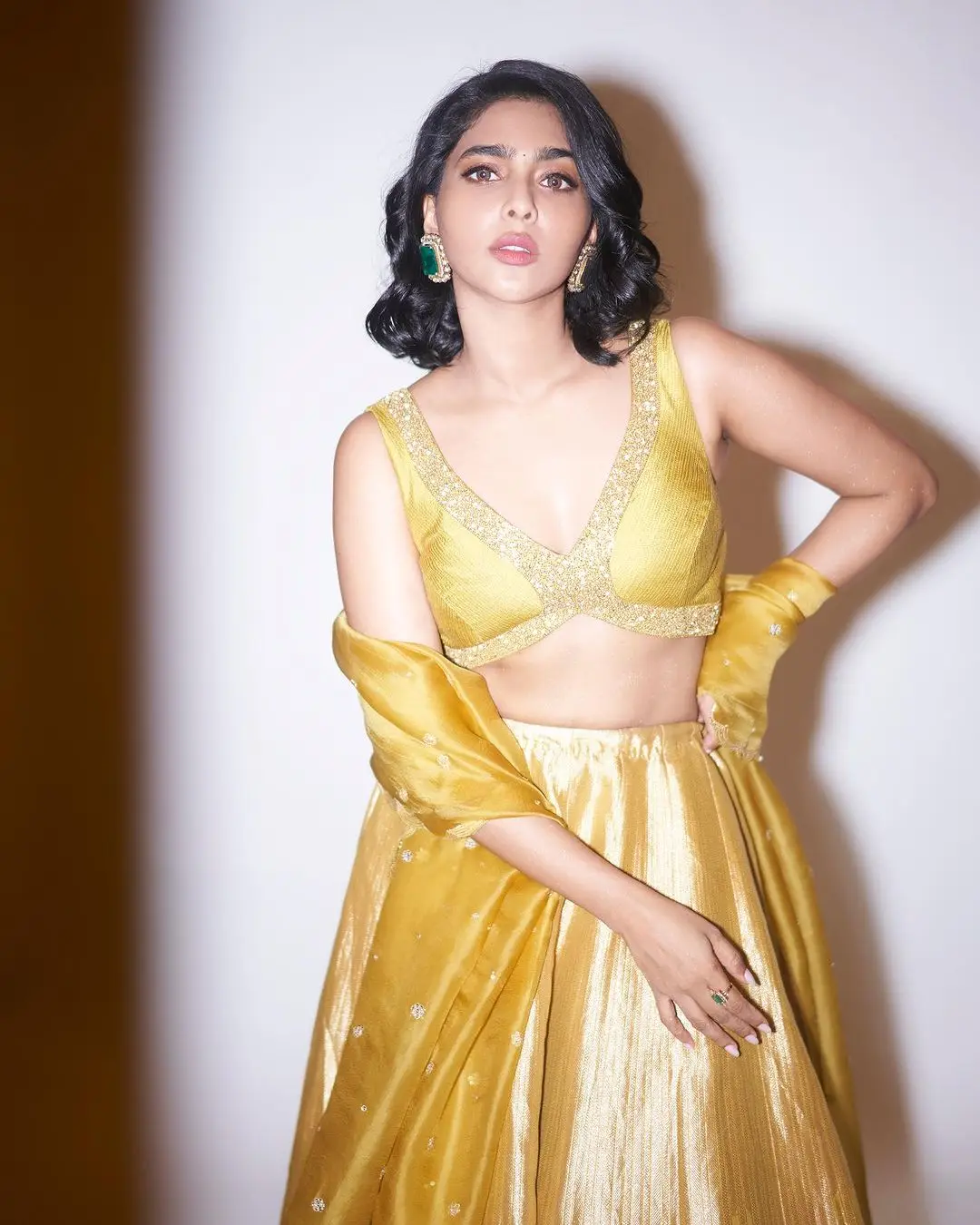 Malayalam Actress Aishwarya Lekshmi in Yellow Lehenga Choli